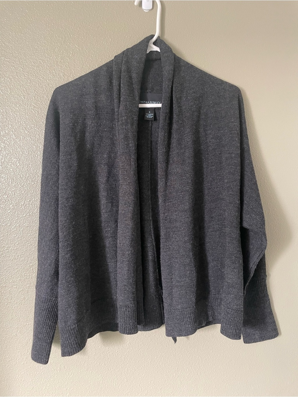 Cynthia Rowley Dark Charcoal Merino Wool Cardigan